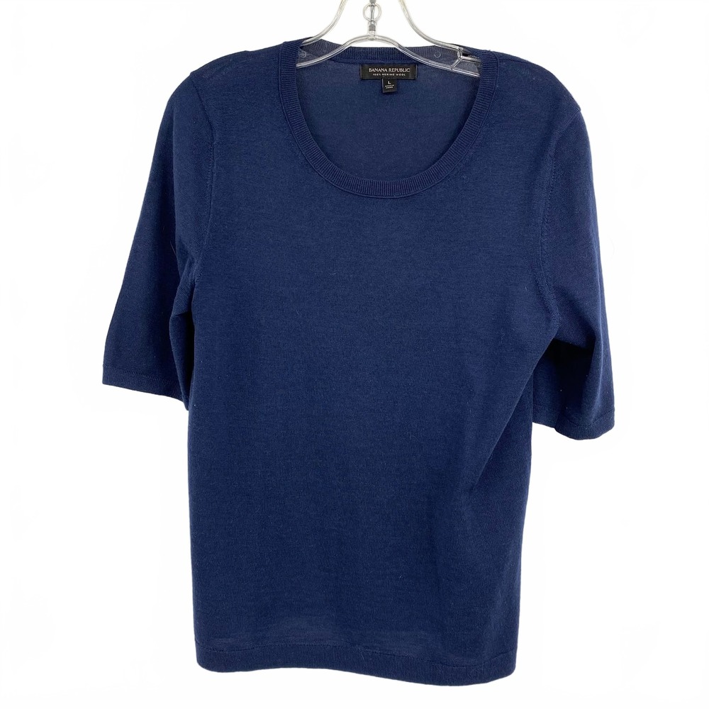 Banana Republic Navy 100% Merino Wool Tee | Women’s L